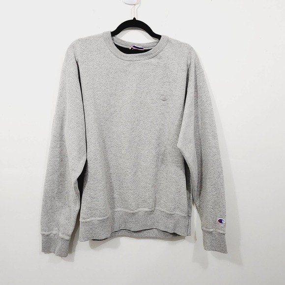 Champion Powerblend C Logo Fleece Crewneck Sweatshirt in Oxford Gray Mens Size M - Picture 2 of 8